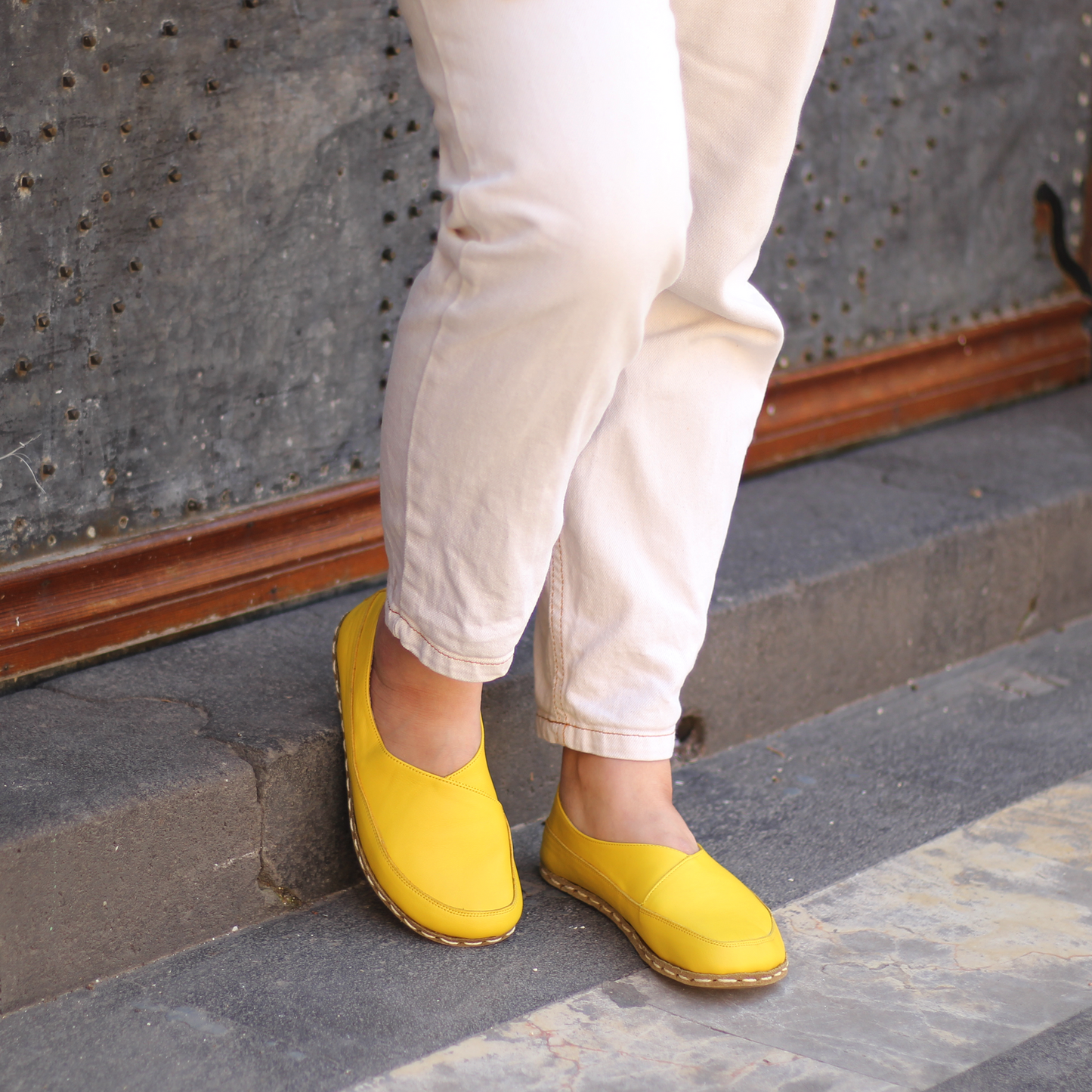 Handmade Barefoot Loafers for Women Yellow