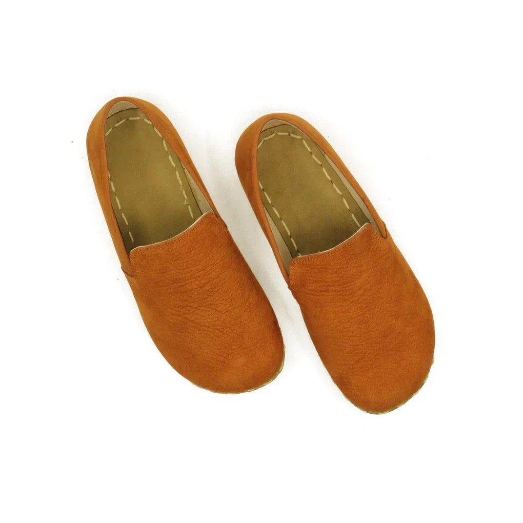 Handmade Women's Barefoot Shoes - Nubuck Orange