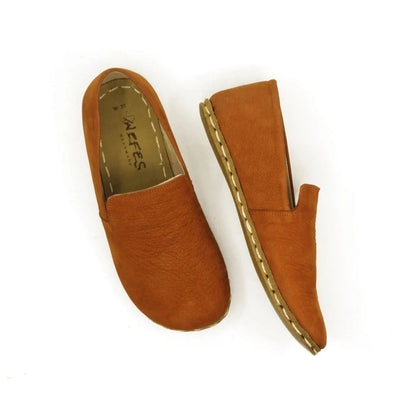 Handmade Women's Barefoot Shoes - Nubuck Orange