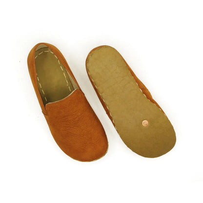 Handmade Women's Barefoot Shoes - Nubuck Orange