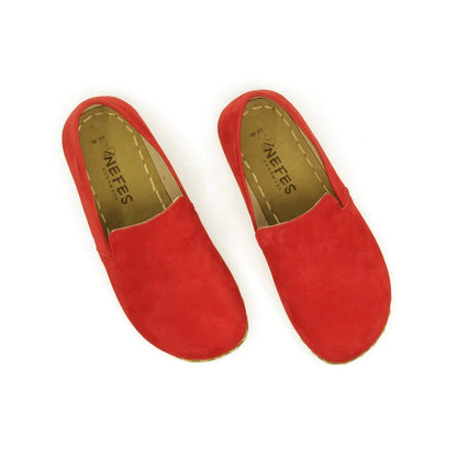 Handmade Women's Barefoot Shoes - Nubuck Red