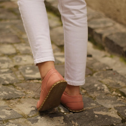 Handmade Women's Light Pink Leather Barefoot Sneakers