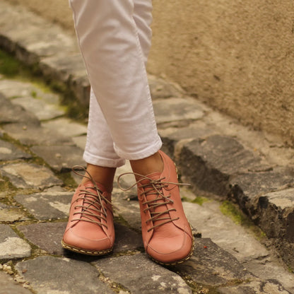 Handmade Women's Light Pink Leather Barefoot Sneakers