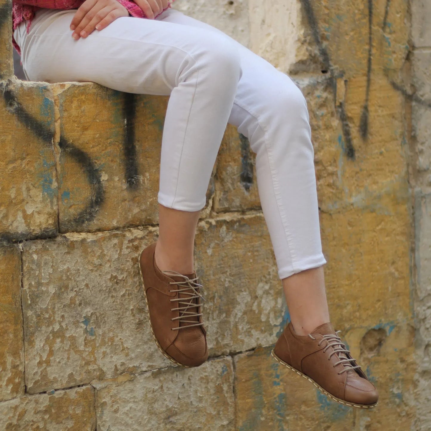 Handmade Women's Matte Brown Leather Barefoot Sneakers