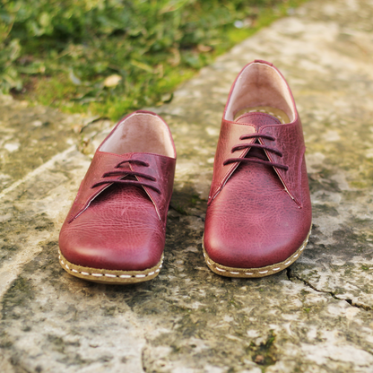 Handmade Zero Drop Barefoot Shoes For Women Burgundy