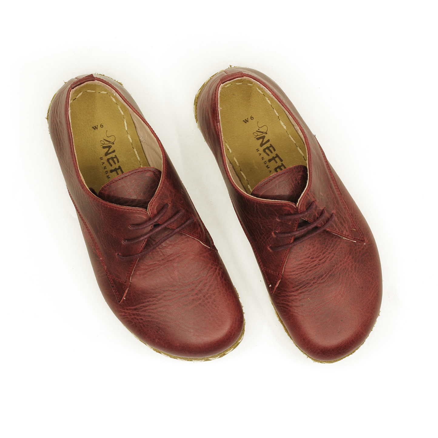 Handmade Zero Drop Barefoot Shoes For Women Burgundy