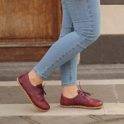 Handmade Zero Drop Barefoot Shoes For Women Burgundy