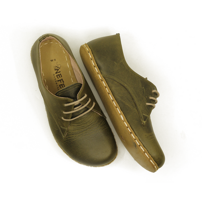 Handmade Zero Drop Barefoot Shoes For Women Military Green