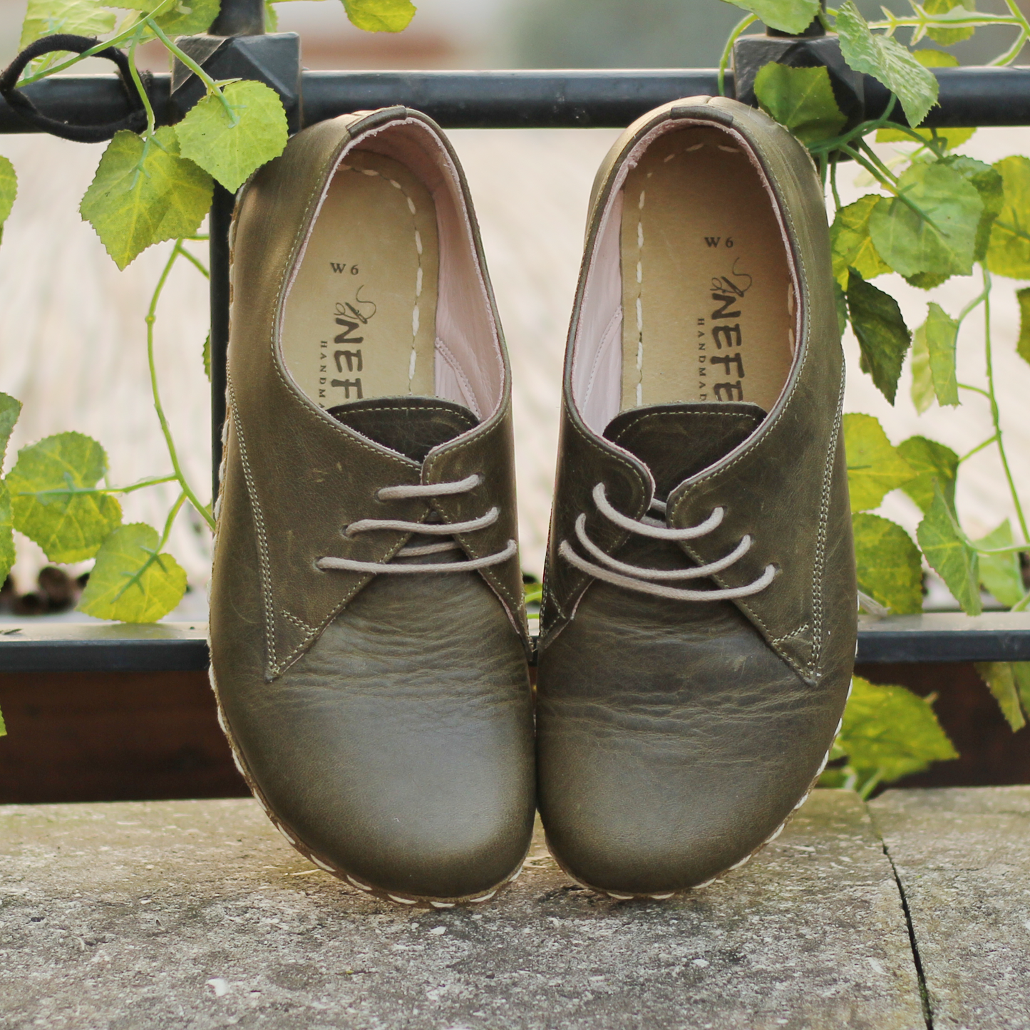 Handmade Zero Drop Barefoot Shoes For Women Military Green