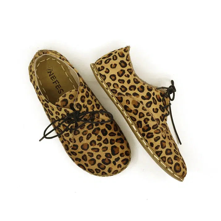 Oxford Style Lace-up Yellow Leopard Print Women's Shoes