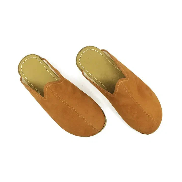 Closed Toe Leather Men's Slippers Orange