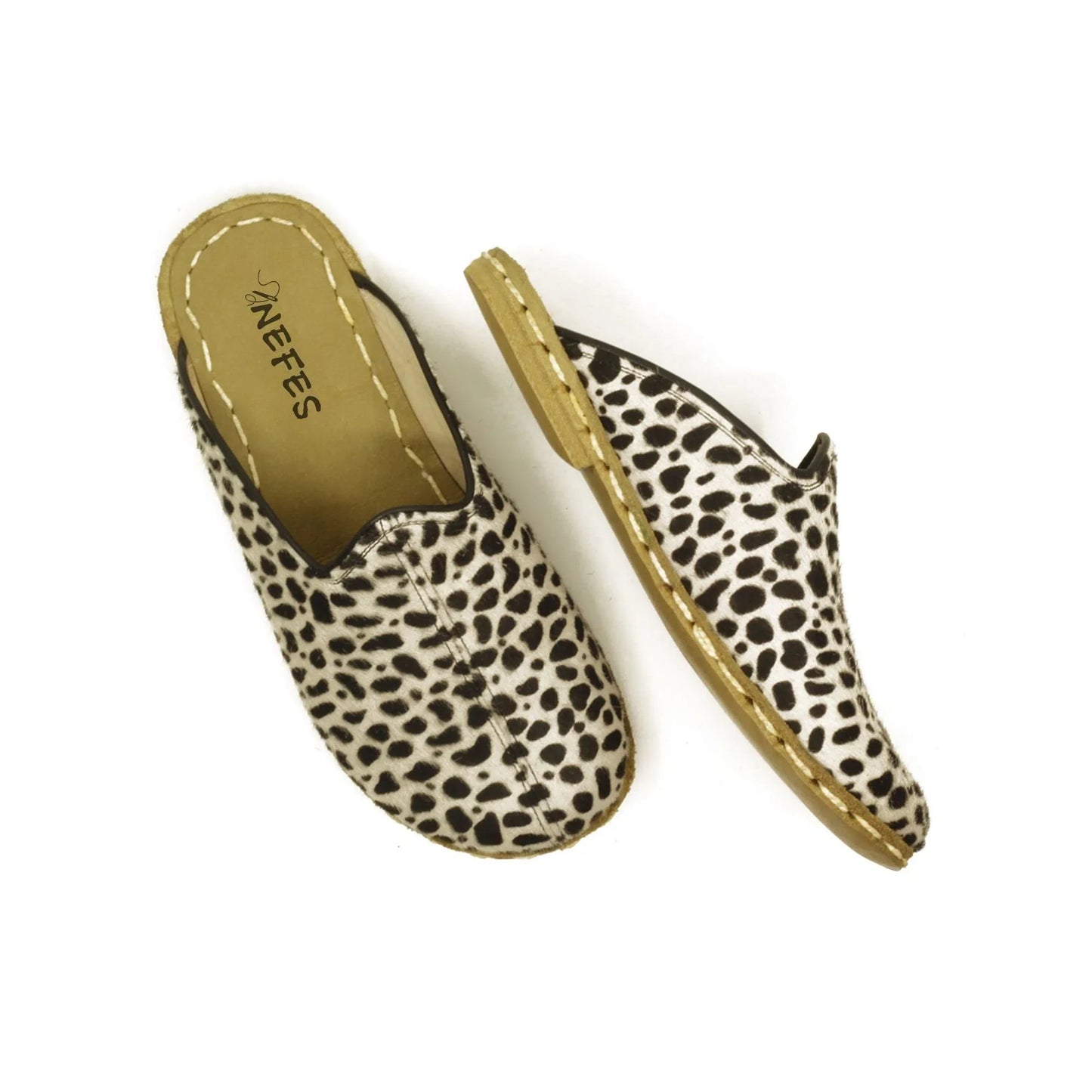 Leopard Hairy Leather Slippers Barefoot