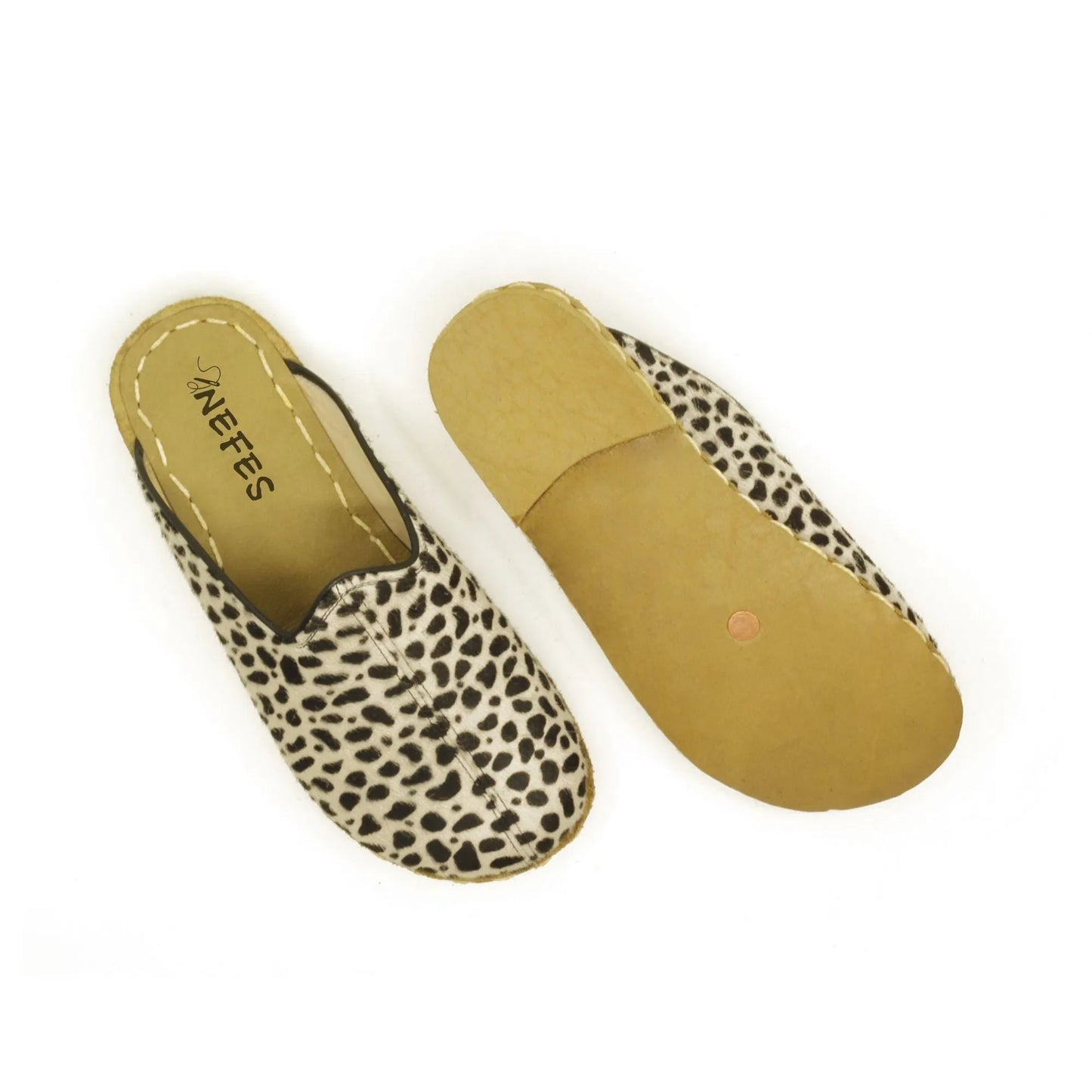 Leopard Hairy Leather Slippers Barefoot