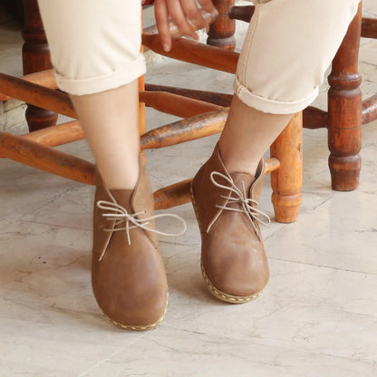 Matte Brown Oxford Boots Women's