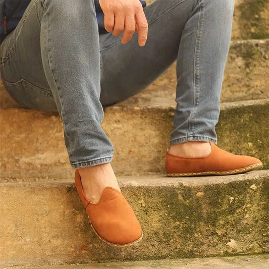 Men's Barefoot Shoes Nubuck Orange