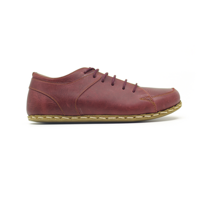 Men's Copper Rivet Earthing Leather Sneaker in Crazy Burgundy