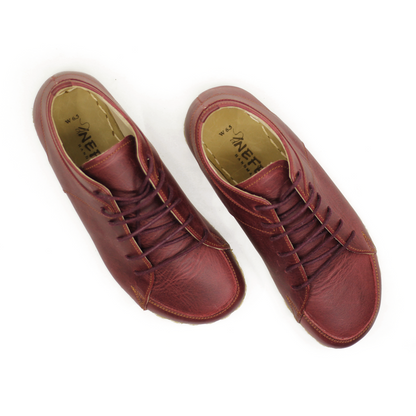 Men's Copper Rivet Earthing Leather Sneaker in Crazy Burgundy