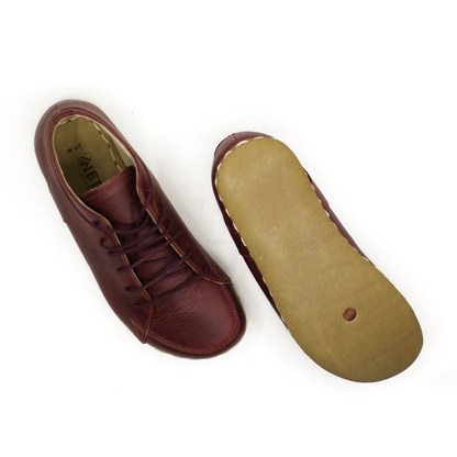 Men's Copper Rivet Earthing Leather Sneaker in Crazy Burgundy