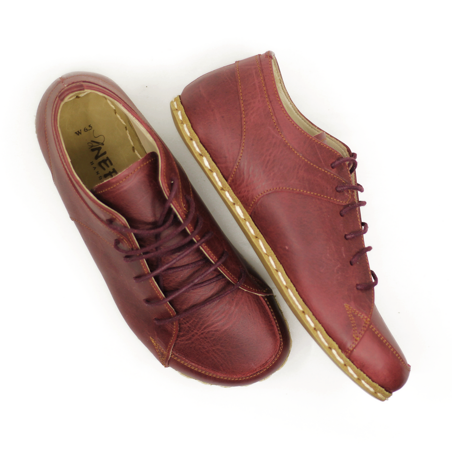 Men's Copper Rivet Earthing Leather Sneaker in Crazy Burgundy