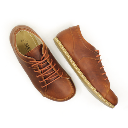 Men's Copper Rivet Earthing Leather Sneaker in Crazy New Brown