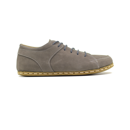 Men's Copper Rivet Earthing Leather Sneaker in Gray Nubuck