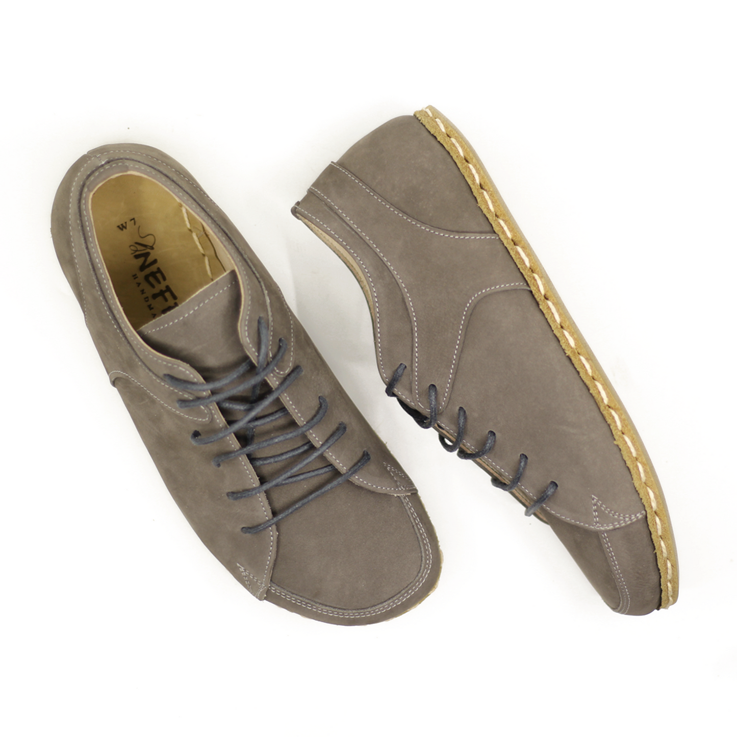 Men's Copper Rivet Earthing Leather Sneaker in Gray Nubuck