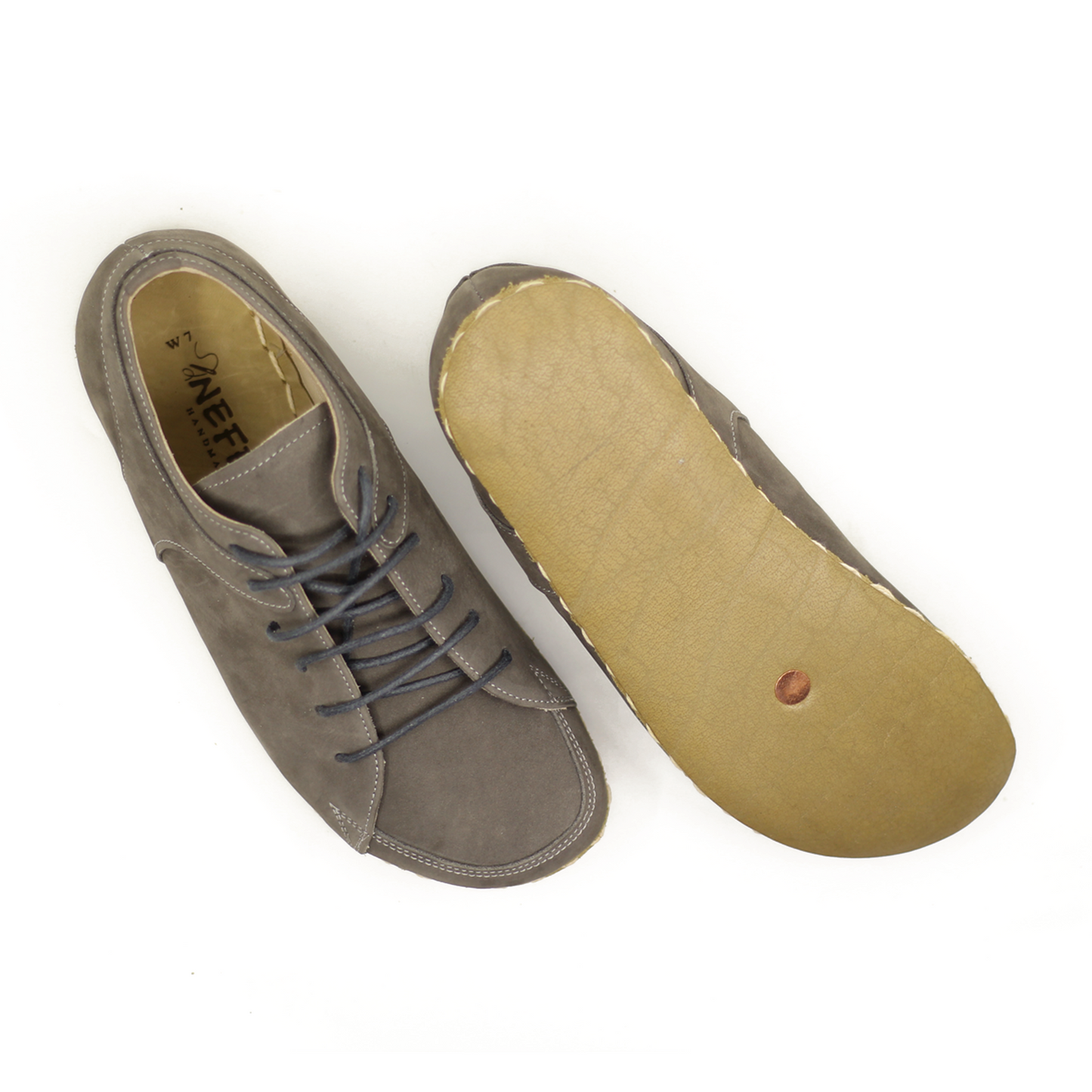 Men's Copper Rivet Earthing Leather Sneaker in Gray Nubuck