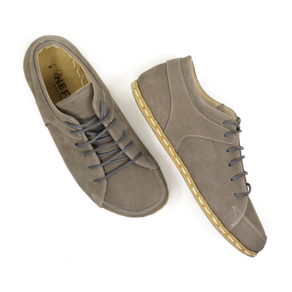 Men's Copper Rivet Earthing Leather Sneaker in Gray Nubuck