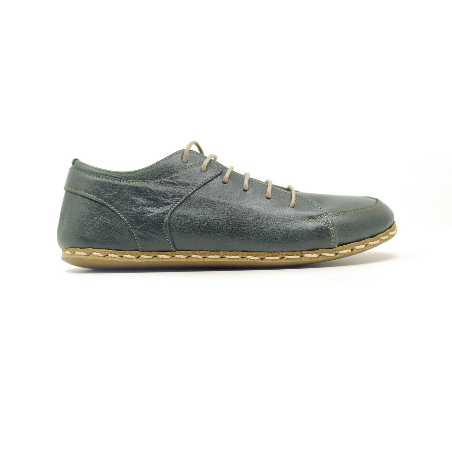 Men's Copper Rivet Earthing Leather Sneaker in Green