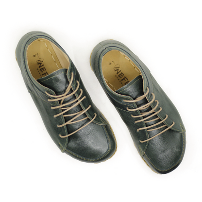 Men's Copper Rivet Earthing Leather Sneaker in Green