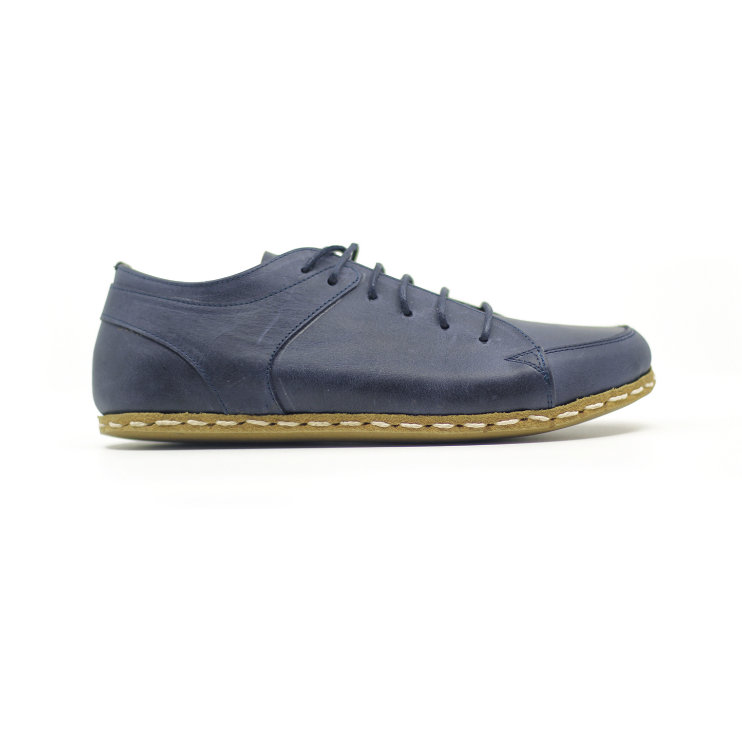 Men's Copper Rivet Earthing Leather Sneaker in Navy Blue