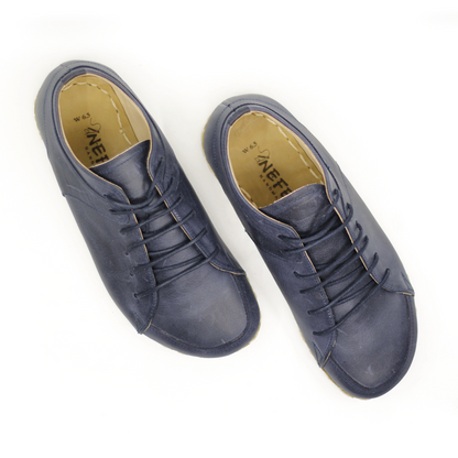 Men's Copper Rivet Earthing Leather Sneaker in Navy Blue