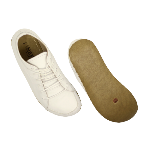 Men's Copper Rivet Earthing Leather Sneaker in White