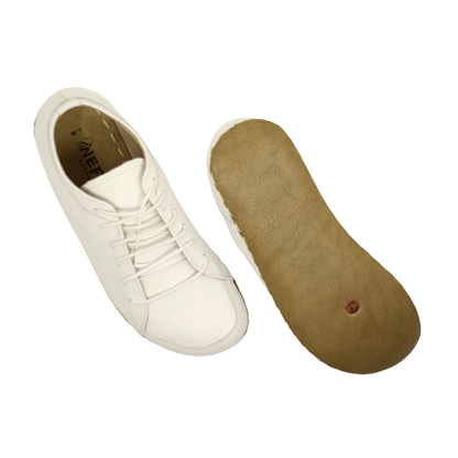 Men's Copper Rivet Earthing Leather Sneaker in White