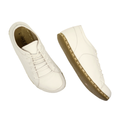 Men's Copper Rivet Earthing Leather Sneaker in White