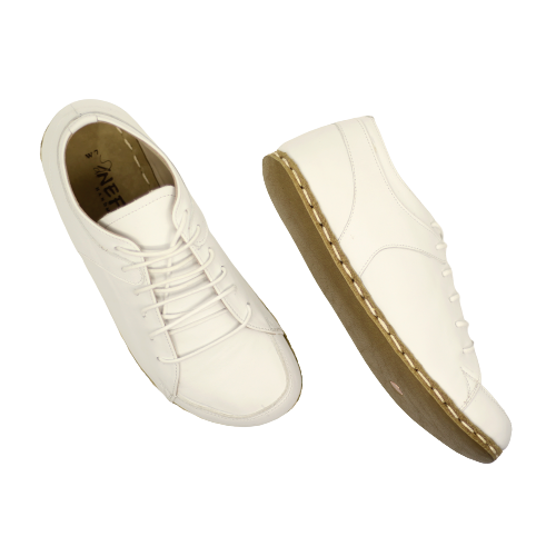 Men's Copper Rivet Earthing Leather Sneaker in White