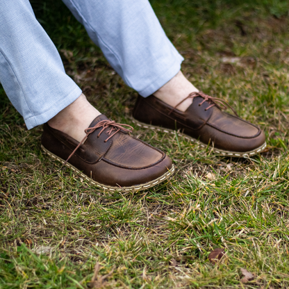 Men's Leather Earthing Barefoot Shoes Crazy Classic Brown