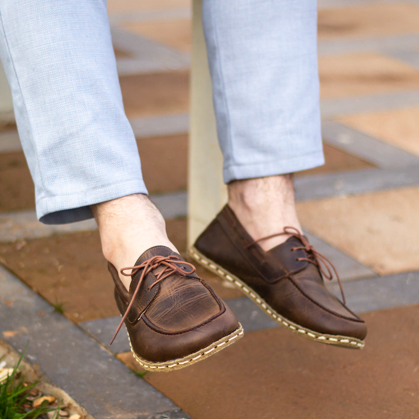 Men's Leather Earthing Barefoot Shoes Crazy Classic Brown