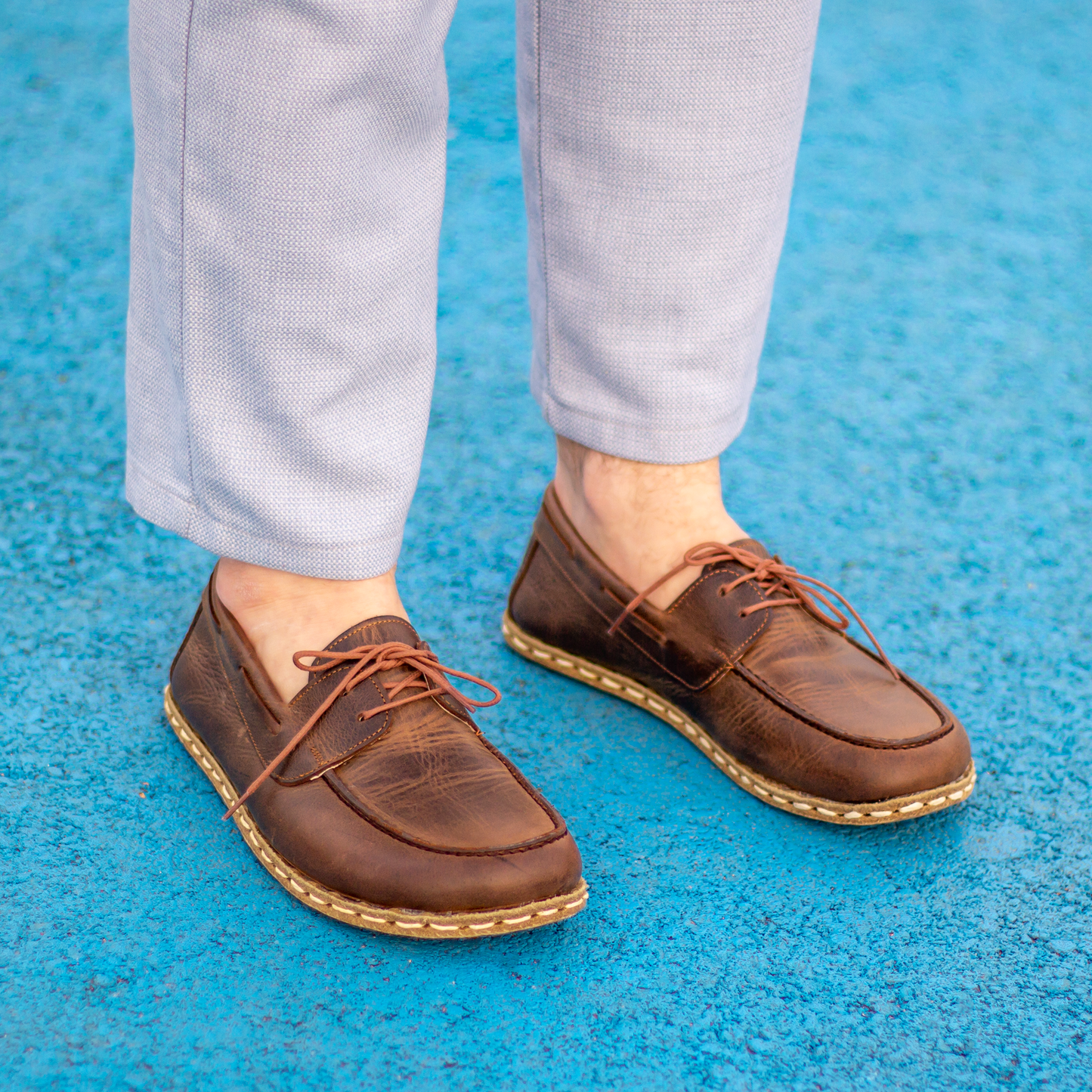 Men's Leather Earthing Barefoot Shoes Crazy Classic Brown