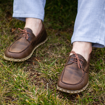 Men's Leather Earthing Barefoot Shoes Crazy Classic Brown