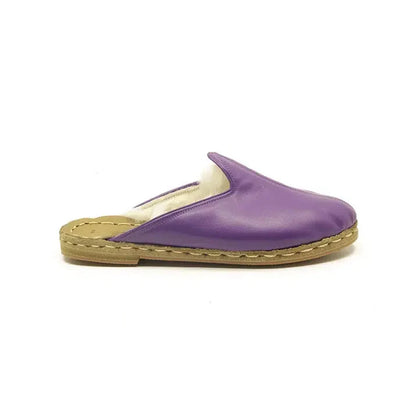 Sheepskin Furry Purple Men's Slippers