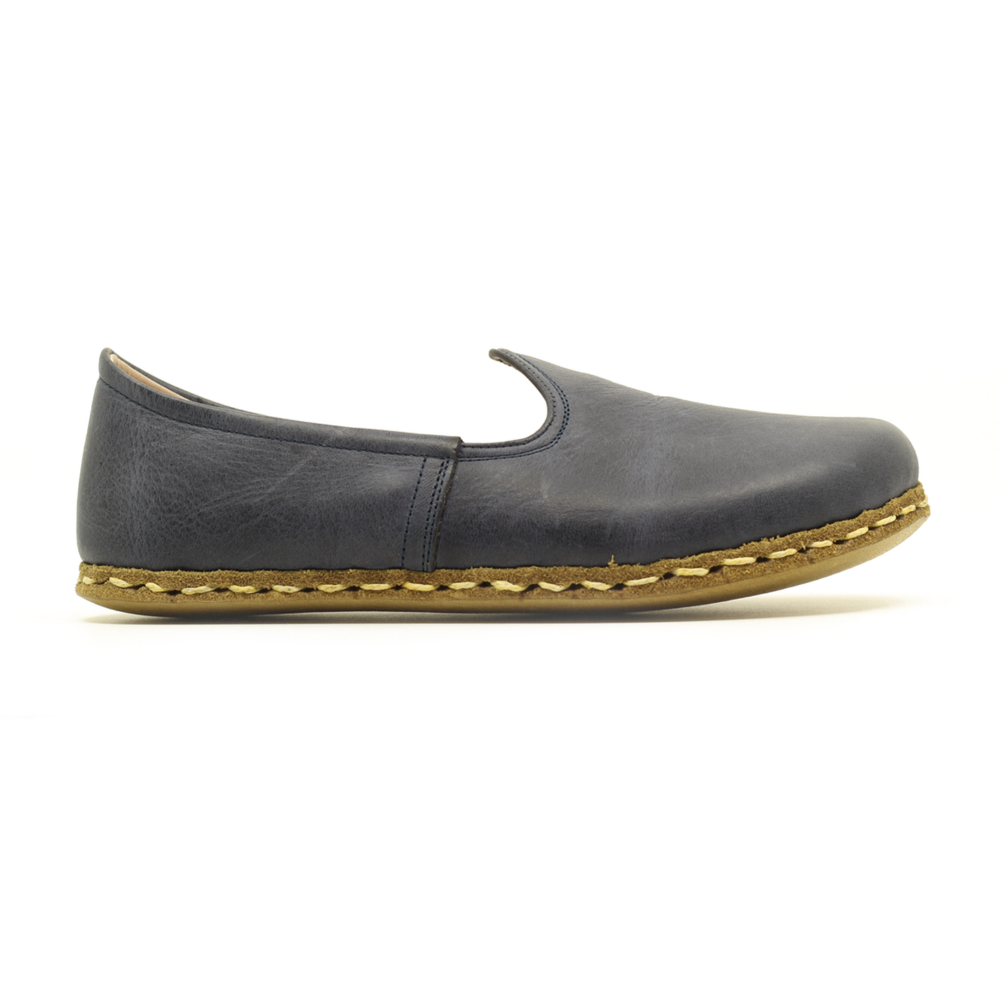 Navy Blue Barefoot Leather Shoes Flat for Women