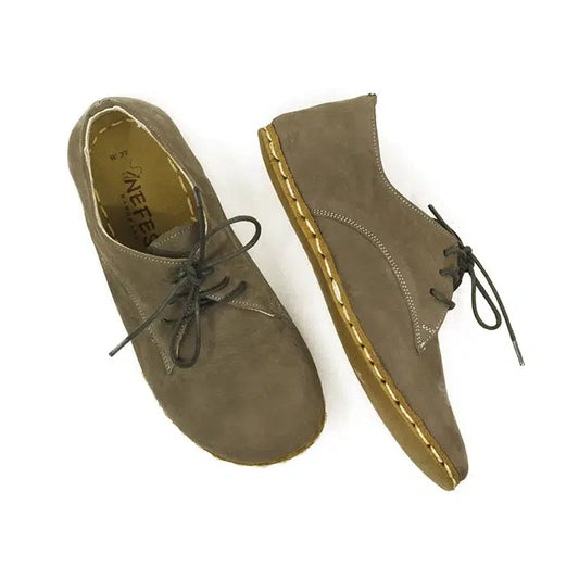 Oxford Style Lace-up Nubuck Gray Women's Shoes