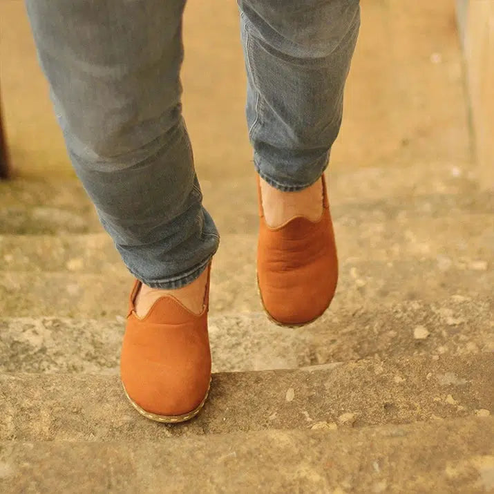 Men's Barefoot Shoes Nubuck Orange