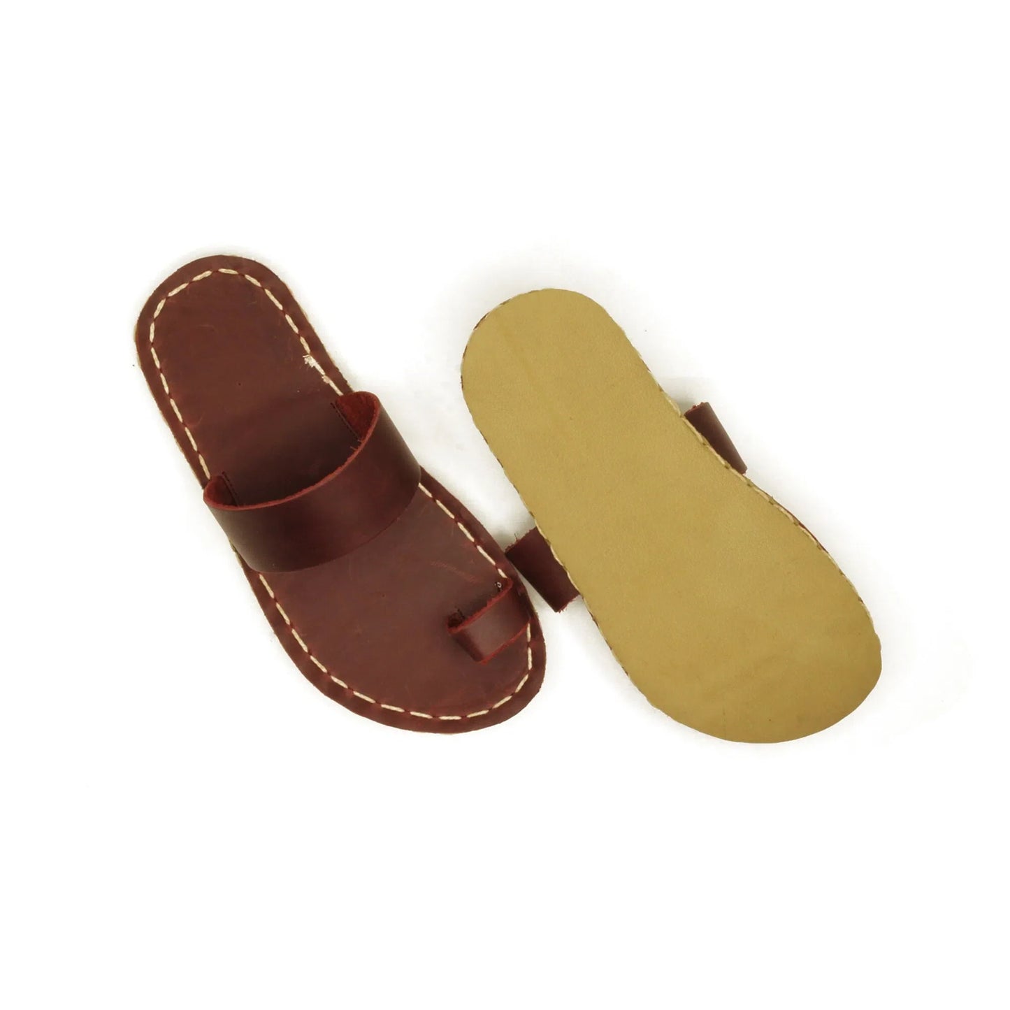 One-toe Leather Slipper - Burgundy