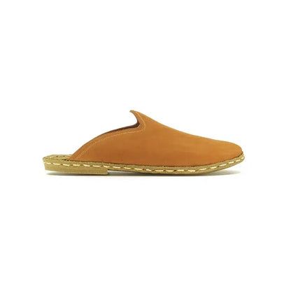 Closed Toe Leather Men's Slippers Orange