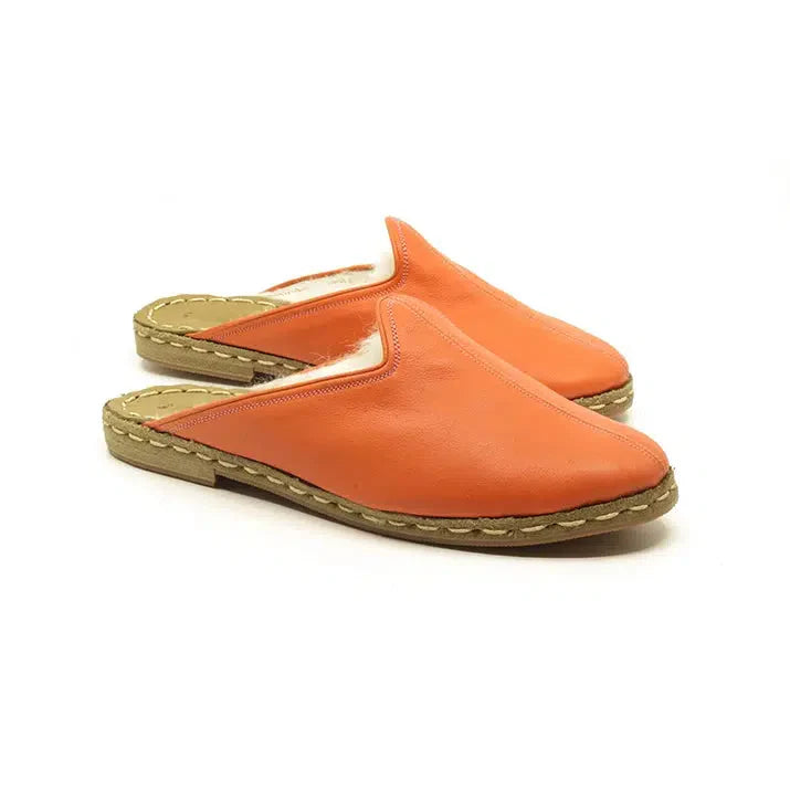 Sheepskin Furry Orange Men's Slippers