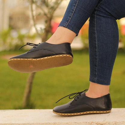 Oxford Style Lace-up Black Women's Shoes