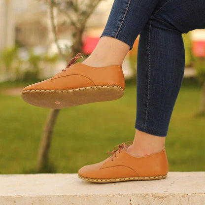 Oxford Style Lace-up Light Brown Women's Shoes