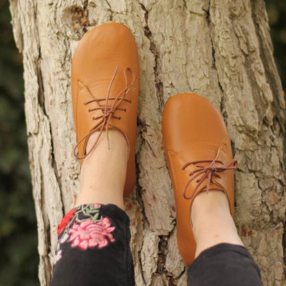 Oxford Style Lace-up Light Brown Women's Shoes